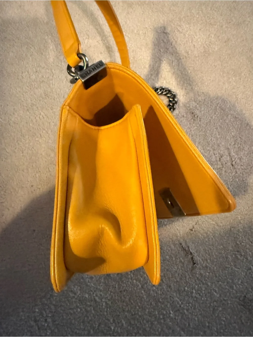 🔥Last weekend in closet🔥CHANEL Quilted Boy Shoulder Bag in Mustard